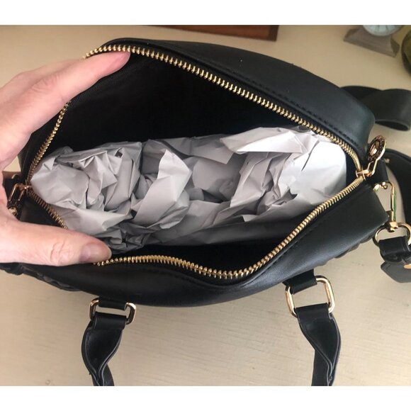 NWT Valentino Orlandi Black Quilted Satchel/Crossbody Tote Bag - Picture 6 of 12